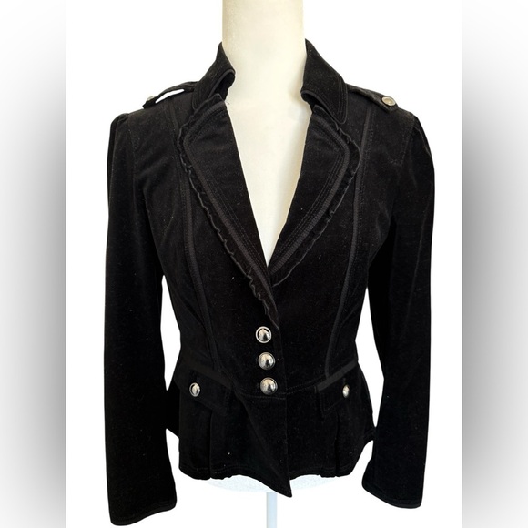 White House Black Market Jackets & Blazers - White House Black Market Black Velvet Blazer Jacket W’s 6 Fitted Button Front